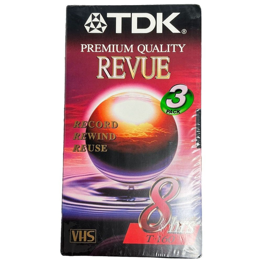 TDK Superior Quality T-160 RV VHS Video Tapes 8 Hours EP Blank New Sealed 3 Pack